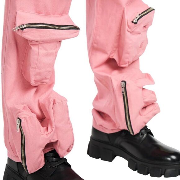 Dead Than Cool Pink 3D Patch Pocket Cargo Pants 100% Cotton Men's Size 32 - Picture 5 of 11